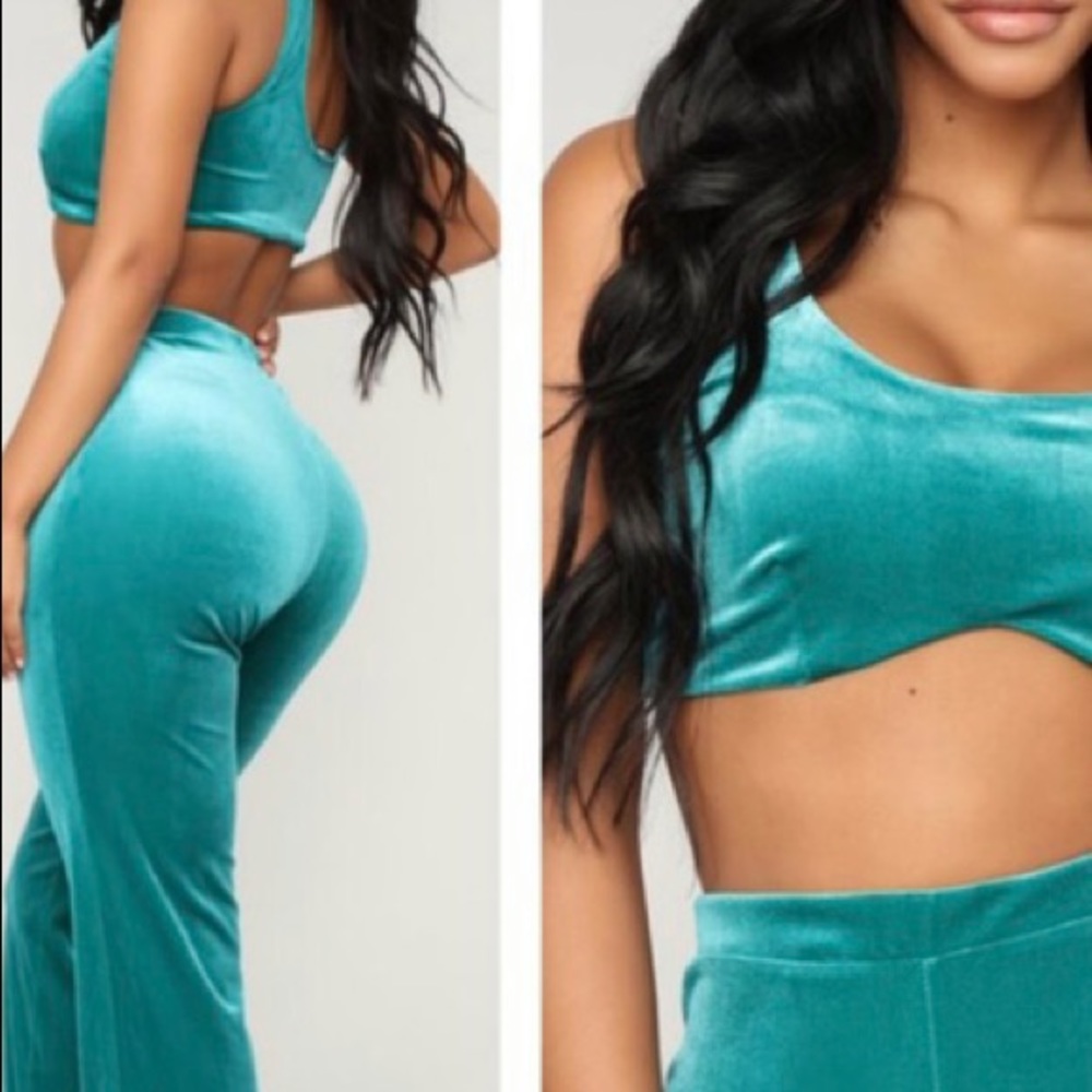 Beautiful Velvet Teal Matching Set